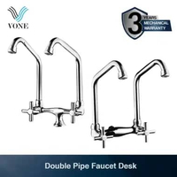 VONE Kran Cuci Piring Double Keran Angsa Sink Dapur Wastafel Meja Tembok Chrome Tembok 4005-36