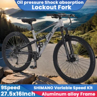 27.5inch Aluminum alloy Soft tail frame Mountain bike 9speed off-road MTB bike hydraulic disc brake Full suspension Lockout Fork