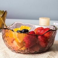 水果碗玻璃水果盤客廳家用ins北歐風格網紅水果盤小精致沙拉碗
