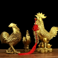 黃銅福字雞銅公雞擺件公雞生肖銅雞客廳酒柜玄關裝飾工藝品擺設