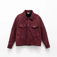 STUCCO| Luther Trucker Jacket Premium Suede | Maroon MAROON L