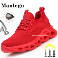 Men Safety Shoes Boots Male Breathable Work Shoes Steel Toe Work Sneakers Men Women Indestructible Shoes Safety Sneakers Light