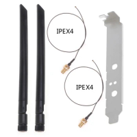 2x8Dbi Dual Band 2.4G/5GHz for M.2 IPEX MHF4 20cm Cable to RP-SMA Pigtail Antenna Set For Intel AX210 AX200 9260 NGFF Wifi