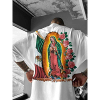 100% Katun Kaos Lengan Pendek Cetak Motif Gaya Amerika: Serbaguna untuk Pria dan Wanita Bahan Katun