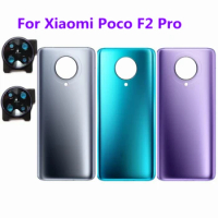 For Xiaomi Poco F2 Pro Back Cover Glass Replacement Poco F2 Pro Back Battery Cover Rear Housing Door Case with lens