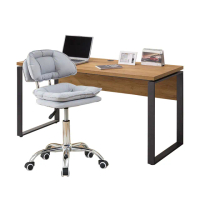 【AT HOME】書桌椅組-5尺黃金橡木色L型鐵藝書桌/電腦桌/工作桌+升降椅 現代簡約(康迪仕)