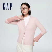 【GAP】女裝 V領針織外套-粉紅色(874387)