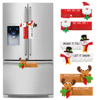 1/2pc Christmas Refrigerator Handle Cover Cloth Snowman Elk Santa Microwave Kitchen Fridge Door Christmas Decor Home Accessories