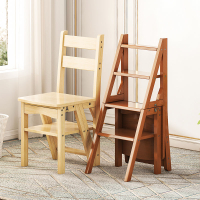 梯子 實木梯凳子多功能折疊家用梯子椅子兩用室內四步三步人字梯爬高梯