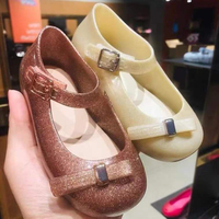 2022 รุ่นใหม่ melissa Melissa Bow Square Head รองเท้าเจ้าหญิงสำหรับเด็กรองเท้าแตะเยลลี่หอมรองเท้าเต้นรำ ~