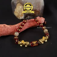 Gelang Batu Merah Tibet Citrine Pixiu Naga Emas Untuk Pria Wanita
