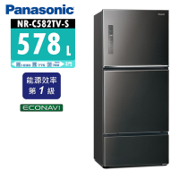 Panasonic國際牌 578公升 一級能效3門變頻電冰箱 NR-C582TV 晶漾黑/晶漾銀