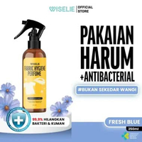Wiselie Parfume Pewangi Pakaian Fresh Blue Fabric Spray dengan Aroma Menyegarkan Sepanjang Hari Usir