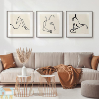現代簡約抽象創意黑白線條個性工業風掛畫裝飾畫臥室客廳壁畫版畫