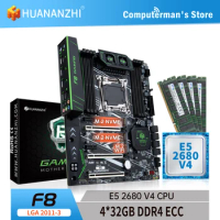 HUANANZHI F8 LGA 2011-3 Motherboard combo kit set CPU Intel XEON E5 2680 V4 Memory 4*32G DDR4 ECC 2133 Memory M.2 NVME USB ATX