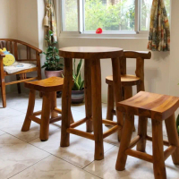 【吉迪市柚木家具】柚木圓形吧台桌 HYSS145A(花台 邊几 高腳椅 置物 展示台)