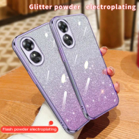 Luxury Glitter Case For OPPO A17 A16 A15 A16S A5 A9 A58 A53 A57 A78 Reno10 11Pro A74 A93 Gradient Soft Plating Women Back Cover