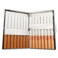 1Pcs Cigarette Case Gift Double Sided Flip Open Metal Frame 20 Cigarette Case Storage Holder Household Merchandises