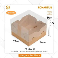 Box Kue Bento Cake Sandwich Packaging Kotak Mika Atur tinggi | FP Mini 12 AHBX Brown