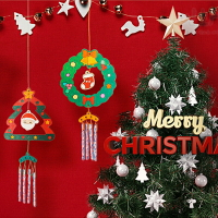 聖誕節 木片風鈴 DIY 彩繪材料包 塗鴉 手作 派對佈置 裝飾 掛飾 吊飾 美術美勞 耶誕節【BlueCat】【XM0822】