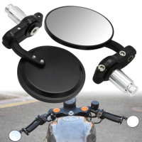 Universal Rear View Mirrors Motorcycle Handle Bar End Convex Mirrors Foldable Side Mirror for Honda Harley Scooter ATV Dirt Bike