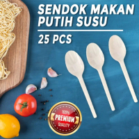 Sendok Makan Plastik Putih Susu Tebal Premium Yummy - 25pcs