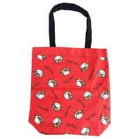 【小禮堂】Hello Kitty 直式帆布側背袋 帆布托特包 手提袋 書袋 帆布袋 《紅 牛年開運》