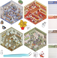 3D House Stickers 24 Sets DIY Sticker Therapy for Fun Cute Cartoon Stickers Scene Make Your OwnRoom 