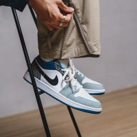 Nike 休閒鞋 Air Jordan 1 Low SE 男鞋 灰 藍 爆裂紋 喬丹 AJ1 一代 低筒 DM1199-140