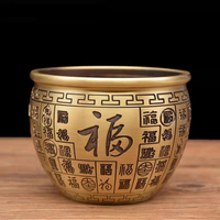 純銅小招財缸零錢缸米缸擺件黃銅器聚寶盆百福缸裝飾工藝品