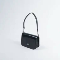 Tas COACH QUINN SHW BLACK SMOOTH LEATHER FLAP SHOULDER BAG WITH LS 100% ORIGINAL 18X6X12CM