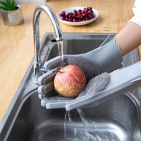 蒐藏家-加厚矽膠洗碗手套 廚房洗鍋刷 洗碗神器 矽膠手套