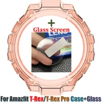 TPU Transparent Watch Case Cover for Huami Amazfit T-Rex/T-Rex Pro Smart Bracelet Band Screen Glass Film for Amazfit Frame Bezel