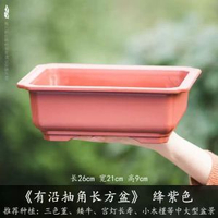 梅花花盆樹脂長方形花盆家用花盆仿紫砂陶瓷多肉花盆塑膠花盆盆景26cm *21cm *9cm絳紫色樹脂1個裝
