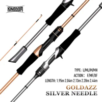 Kingdom GOLDAZZ Silver Needle Ultralight Carbon Spinning Casting Fishing Rod 1.95m 2.04m 2.13m 2.28m 2.44m 2 Sections L/ML/M/MH