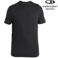 Icebreaker Tech Lite III 男款 美麗諾羊毛排汗衣/圓領短袖上衣-150 素色 0A56WL 001 黑