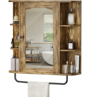 Bathroom Cabinet With Mirror Door And Detachable Shelf, Used For Bathroom, Living Room, Laundry Room, Bedroom, Bathroom Cabinet