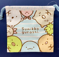 【震撼精品百貨】角落生物 Sumikko Gurashi~SAN-X 隨身束口袋/收納袋-藍線條#70582