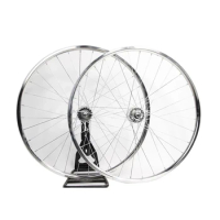 Fixed Gear Bike Wheel Fixie Rims Silver 700C 32 Holes Vintage Aluminum Alloy Single Speed Bicycle Wheelset