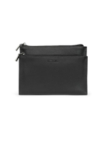 กระเป๋าสะพายแนวนอน Saffiano Zipper สีดำ (BM7 B2 166)