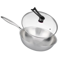 【鼎匠】限時特價★極緻304無塗層 純不鏽鋼炒鍋32cm(電磁爐可用 可立玻璃鍋蓋 複合金高效節能物理不沾煎鍋)