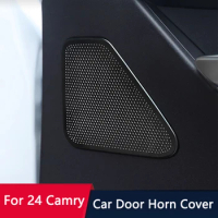 QHCP Car Acoustics Audio Speaker Cover Stainless Steel Door Sound Stereo Speaker Covers For Toyota Camry 2024 Interior Accessory