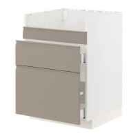 METOD/MAXIMERA Havsen水槽底櫃附3面板/2抽屜, 白色/upplöv 消光/深米色, 60x60x80 公分