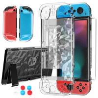 1pc Nintendo Switch Diamond Pattern Protective Case Suitable for Nintendo Switch Equipped with Keycaps and Screen Protectors