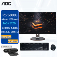 AOC All-in-one Computer 23.8-inch AMD 5600G 16G 512G Desktop Gaming PC AIO Home Office Game Desktops Office Computer 올인원 데스크탑