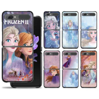 Phone Case For Samsung Galaxy Z Flip 4 Z Flip3 5G Shell for Galaxy Z Flip Hard Cover PC Fundas Disney Frozen Elsa Anna Color