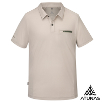 【ATUNAS 歐都納】男款POLARTEC POWER DRY短袖POLO衫A1PS2501M岩灰卡/抗臭/透氣/銀離子