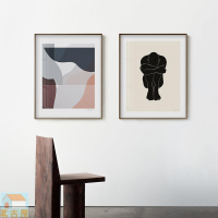 現代簡約抽象幾何線條色塊掛畫創意小眾工業風版畫客廳臥室裝飾畫