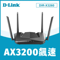 【無線鍵盤滑鼠組】D-Link 友訊★DIR-X3260 AX3200 WiFi 6電競路由器+羅技MK220無線鍵鼠組