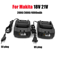 New 18V 21V Li-ion Battery Charger EU/US/UK Plug Replacement Lithium Battery Charger for Makita BL1415 BL1815 BL1830 BL1850